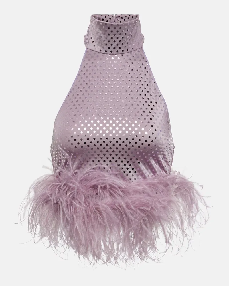 Oséree Oséree Top Disco Plumage mit Federn Violett