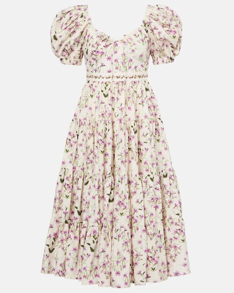 AGUA BENDITA Maxikleid Palmera aus Baumwolle Weiß