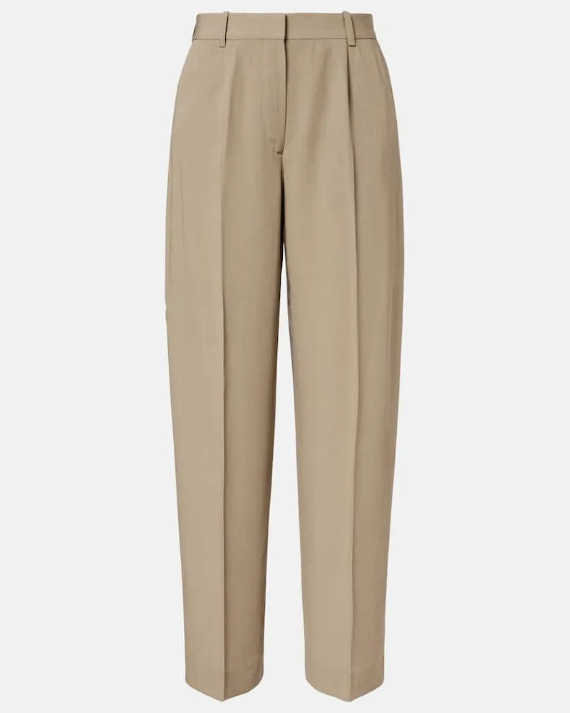Totême Weite Mid-Rise-Hose Beige