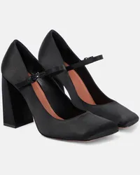 Amina Muaddi Pumps Charlotte 95 aus Satin Schwarz