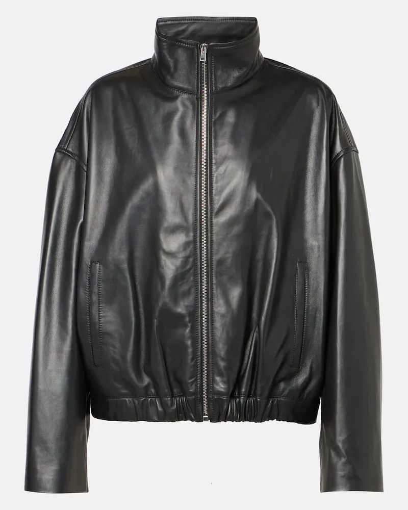 Yves Salomon Lederjacke Schwarz