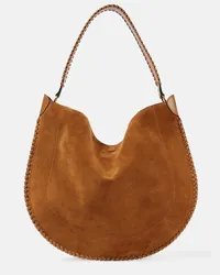 Isabel Marant Schultertasche Oskan aus Veloursleder Braun