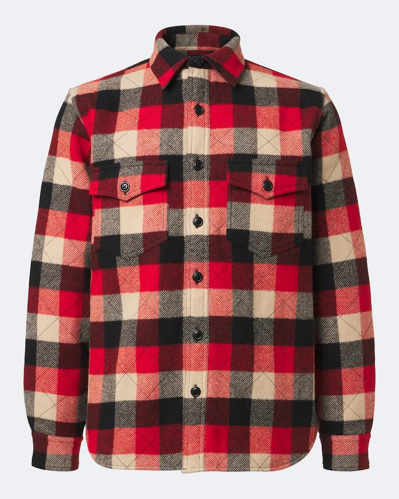RRL Wattierte Hemdjacke aus Woll-Twill Rot