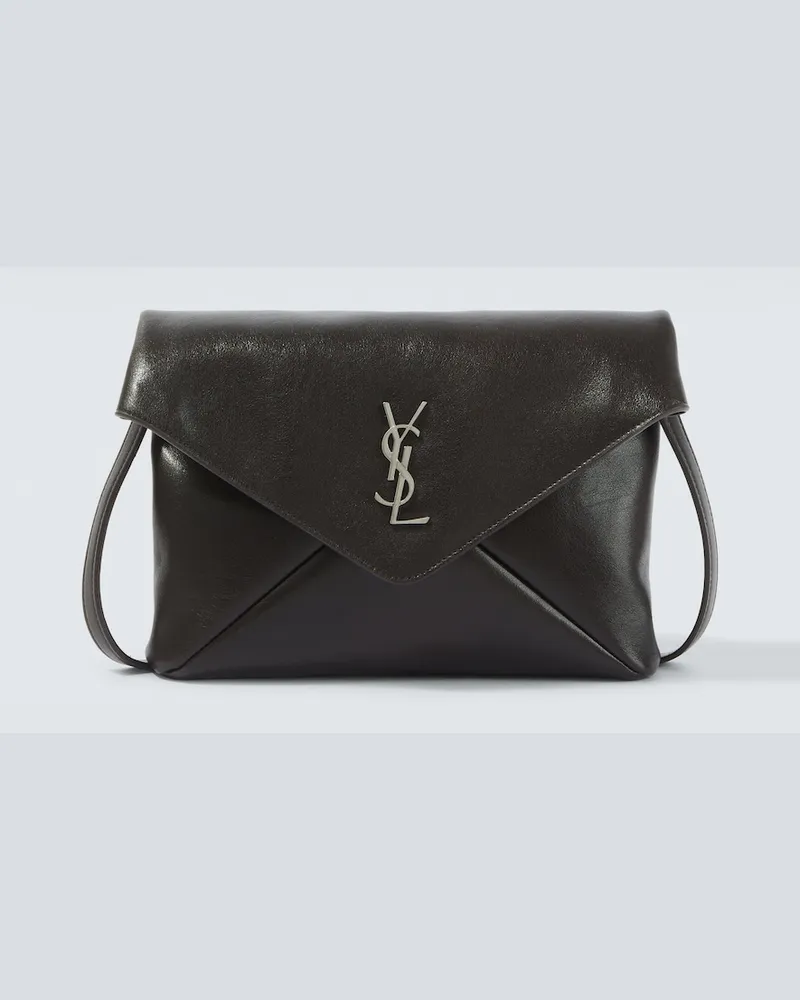 Saint Laurent Messenger Bag Cassandre Envelope aus Leder Braun