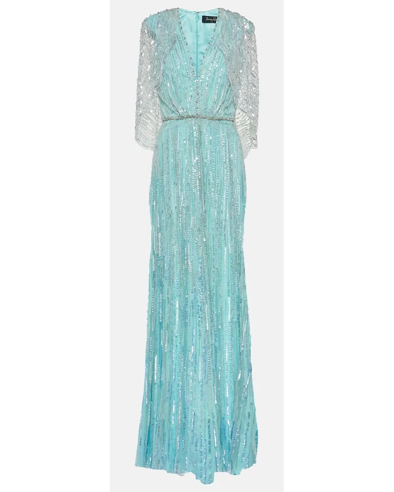 Jenny Packham Verzierte Robe Coralia Blau