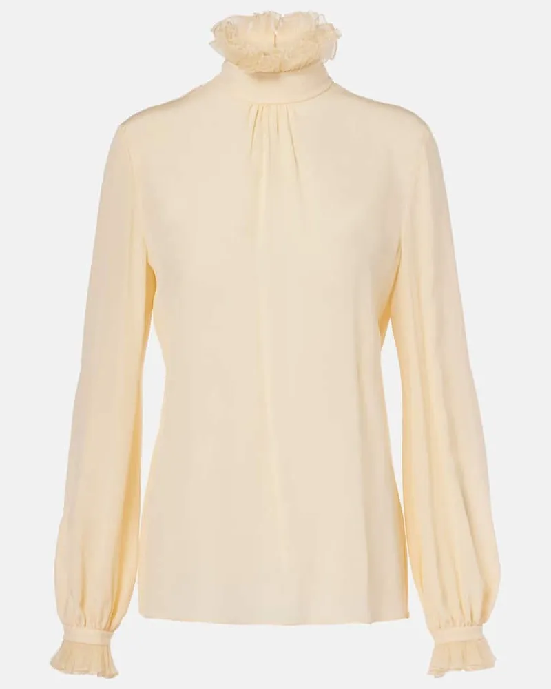Valentino Garavani Bluse aus Crêpe de Chine aus Seide Beige
