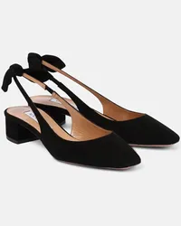 Aquazzura Slingback-Pumps Very Bow 35 aus Veloursleder Schwarz