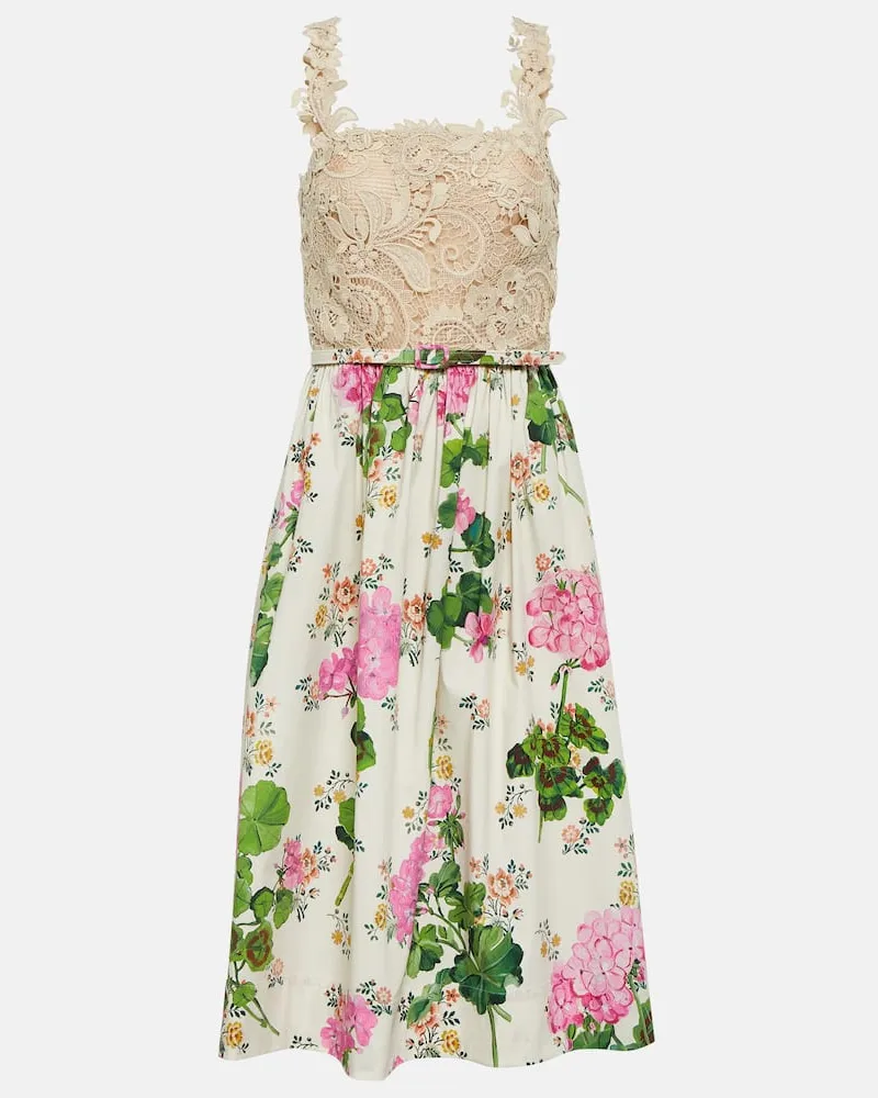 Oscar de la Renta Midikleid mit Guipure-Spitze Multicolor
