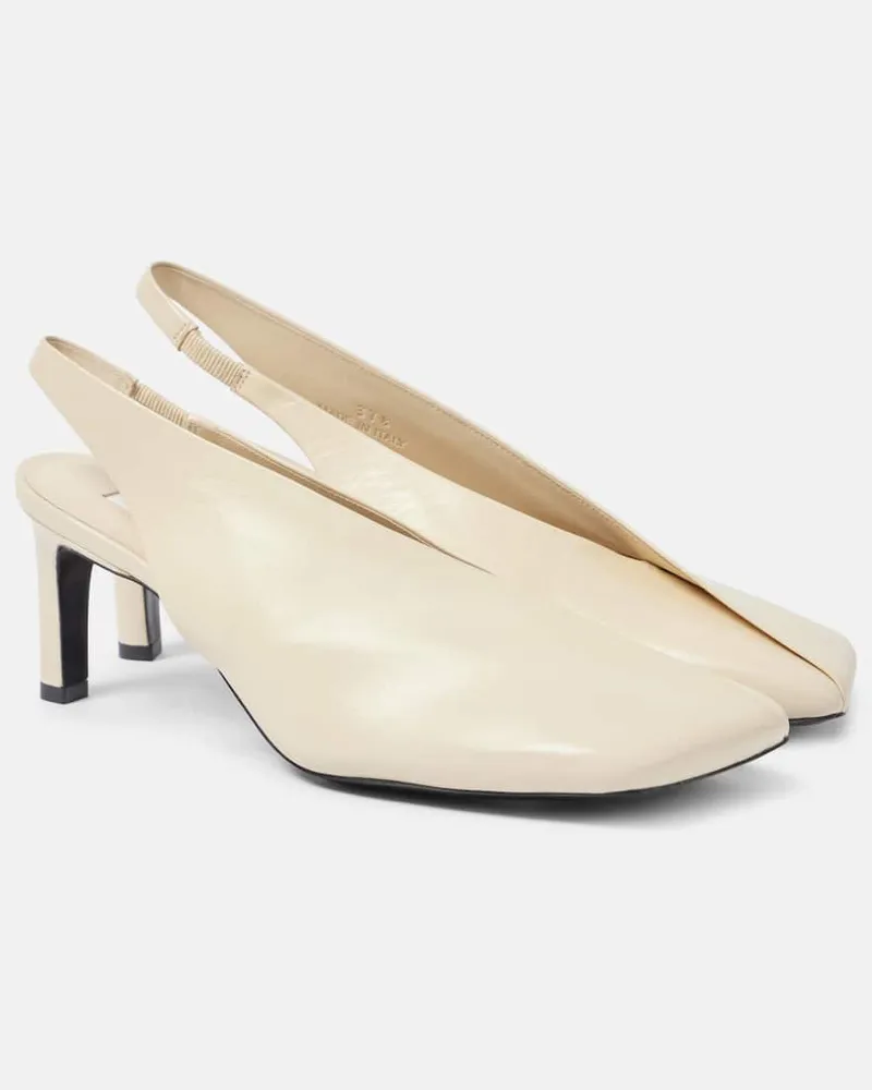 Jil Sander Slingback-Pumps aus Leder Weiß