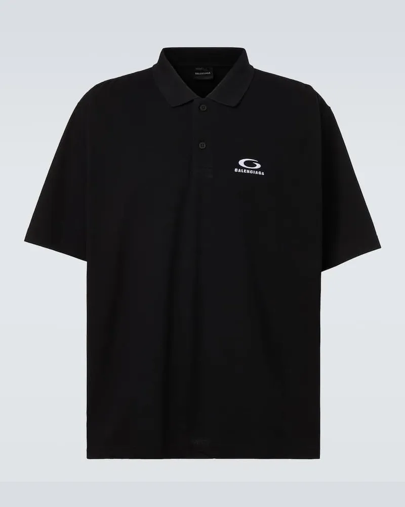 Balenciaga Polohemd aus Baumwolle Schwarz