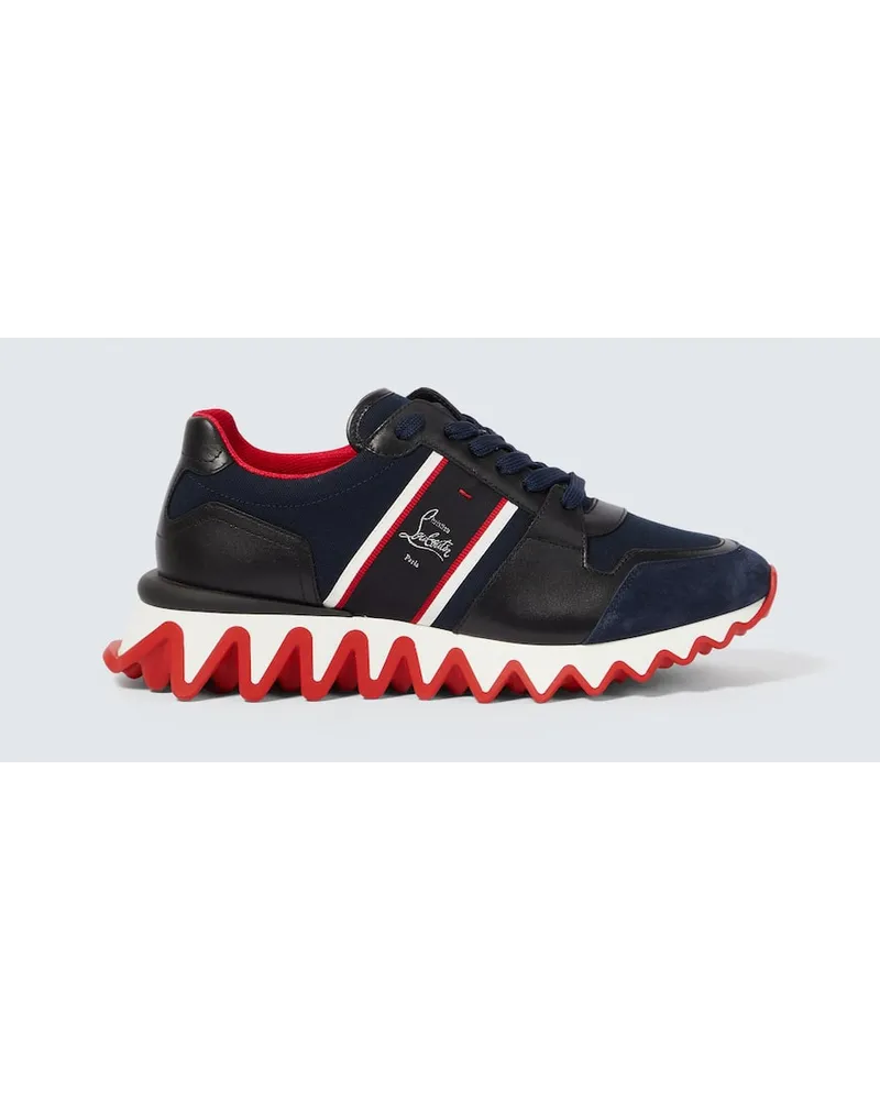 Christian Louboutin Sneakers Nastroshark aus Leder und Canvas Blau
