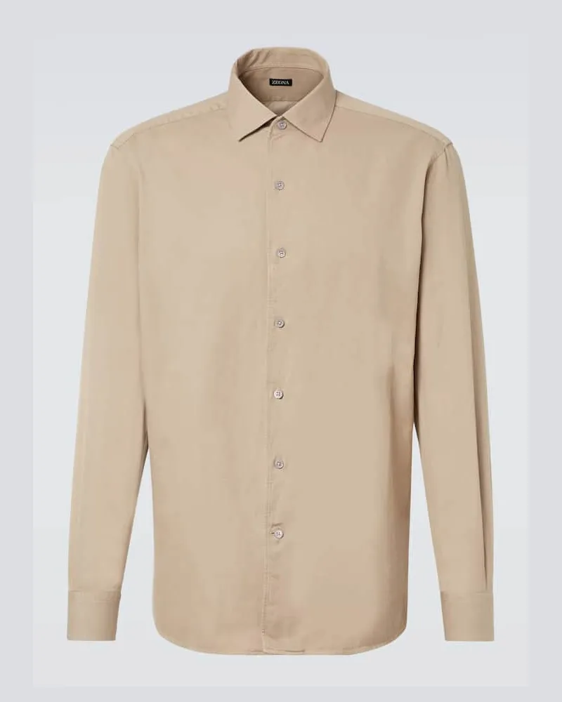 Ermenegildo Zegna Jeanshemd aus Baumwolle und Wolle Beige
