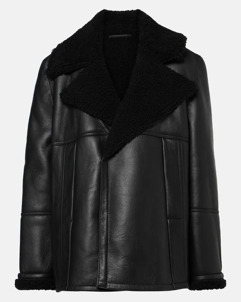 Victoria Beckham Lederjacke mit Shearling Schwarz