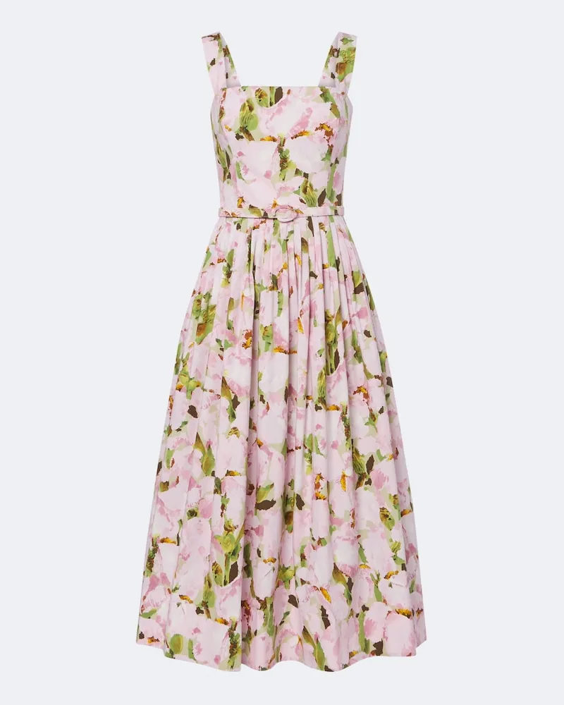 Oscar de la Renta Cocktailkleid aus einem Baumwollgemisch Rosa