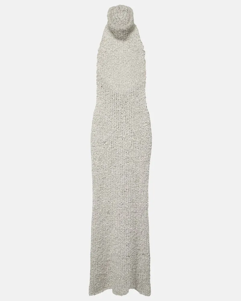 Valentino Garavani Maxikleid aus Seiden-Bouclé Grau