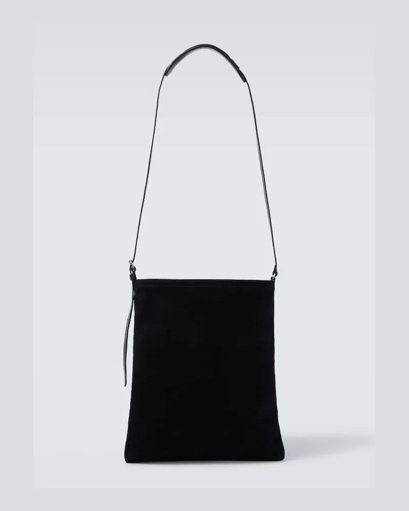 Dries van Noten Messenger Bag aus Veloursleder Schwarz
