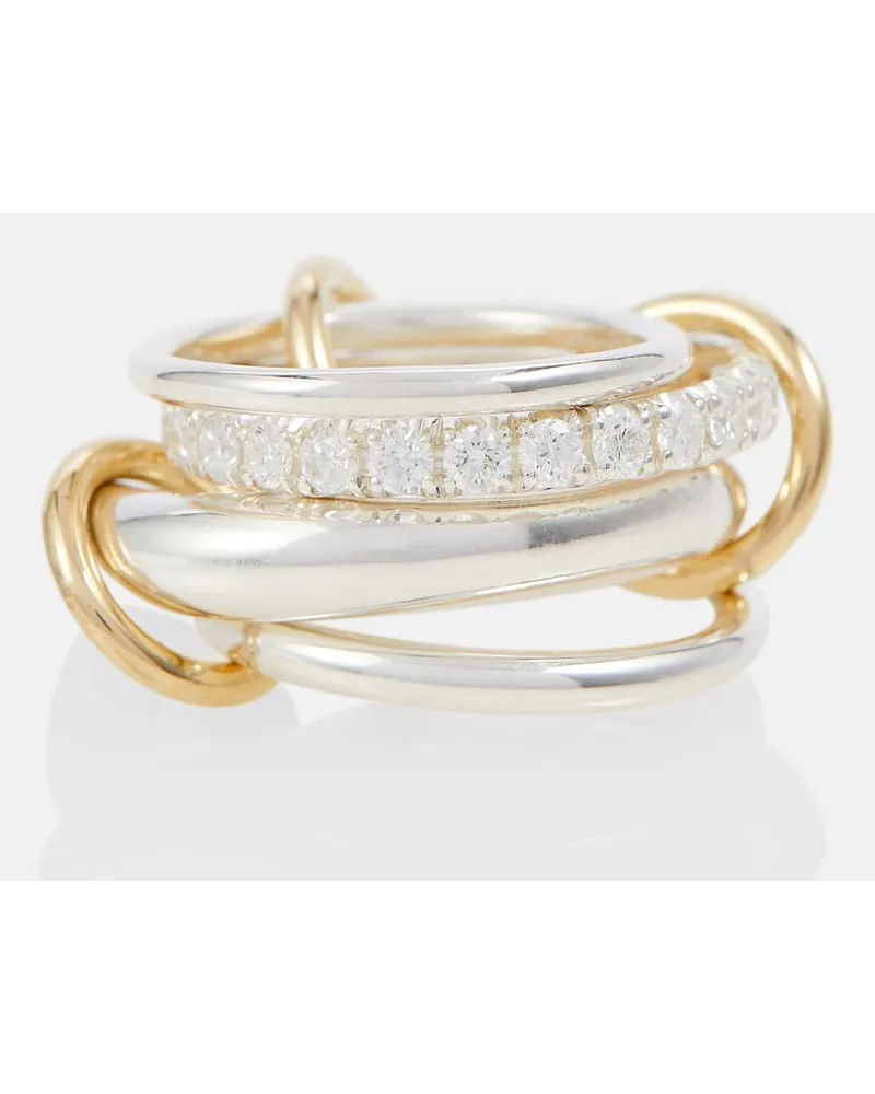 Spinelli Kilcollin Ring Luna aus 18kt Gelbgold und Sterlingsilber mit Diamanten Gold