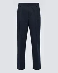 Dries van Noten Gerade Hose aus einem Baumwollgemisch Blau