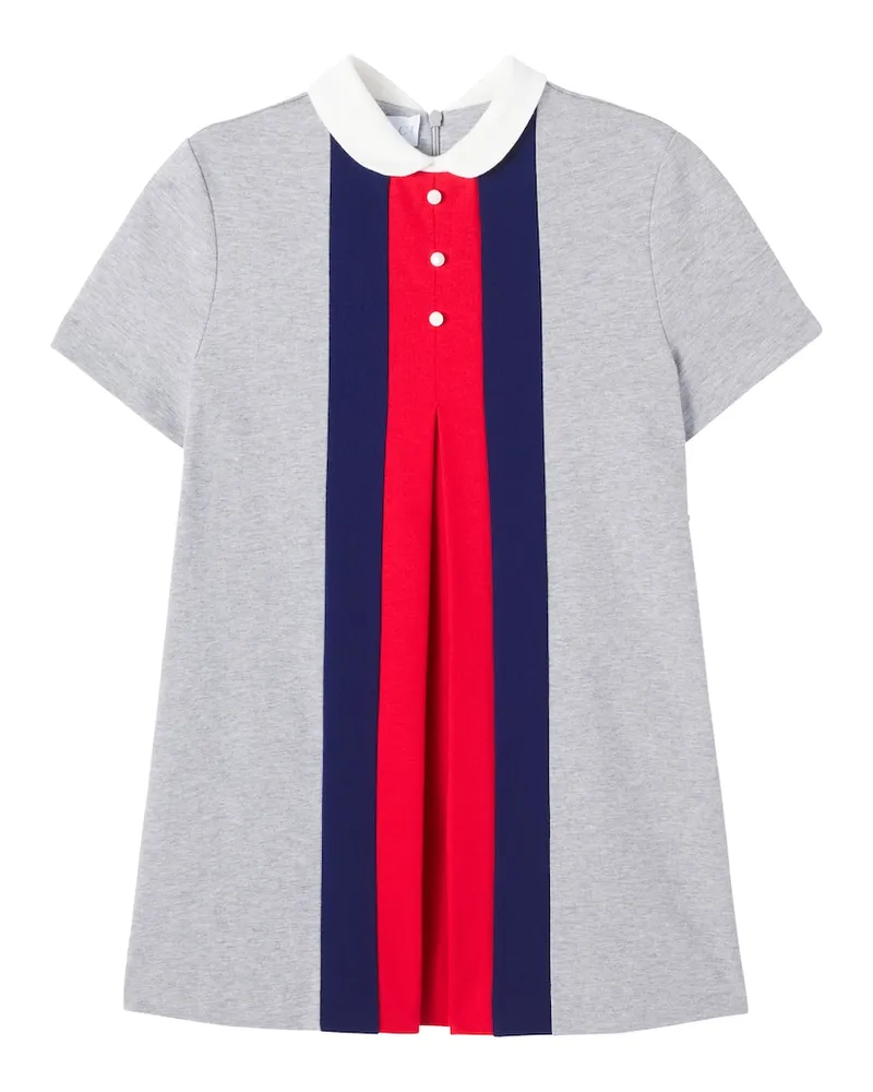 Gucci Kleid Web Stripe aus Baumwoll-Jersey Grau