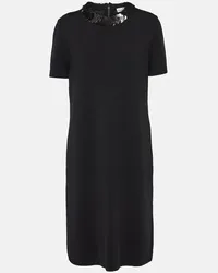 Tory Burch Verziertes Midikleid aus einem Wollgemisch Schwarz