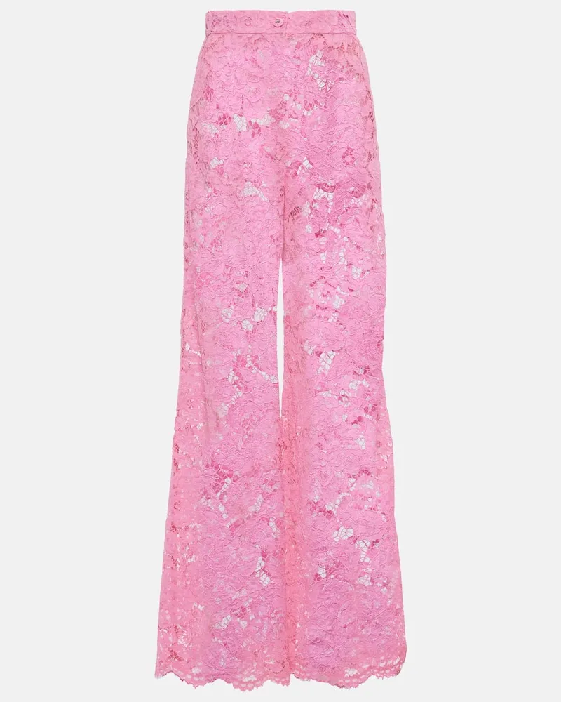 Dolce & Gabbana Weite High-Rise-Hose aus Spitze Rosa