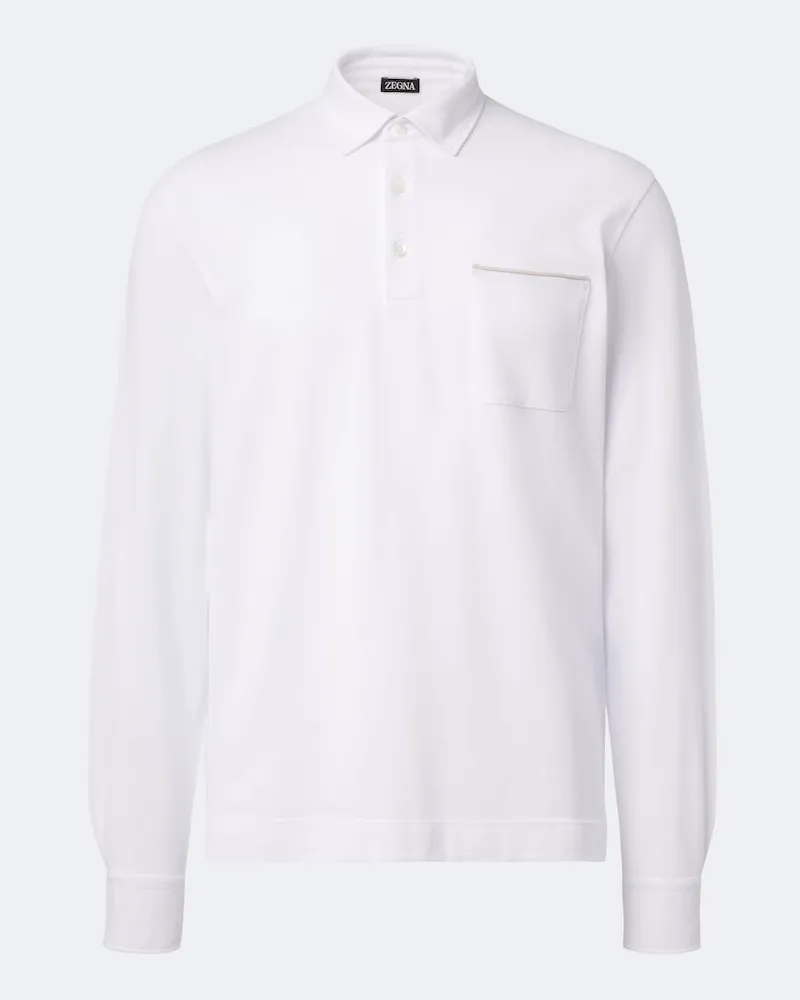 Ermenegildo Zegna Poloshirt aus Baumwoll-Piqué Weiß