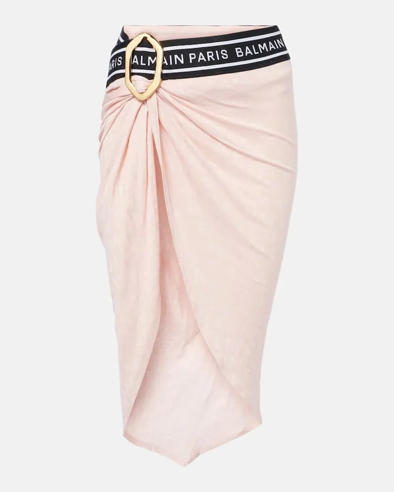 Balmain Pareo aus einem Baumwollgemisch Rosa
