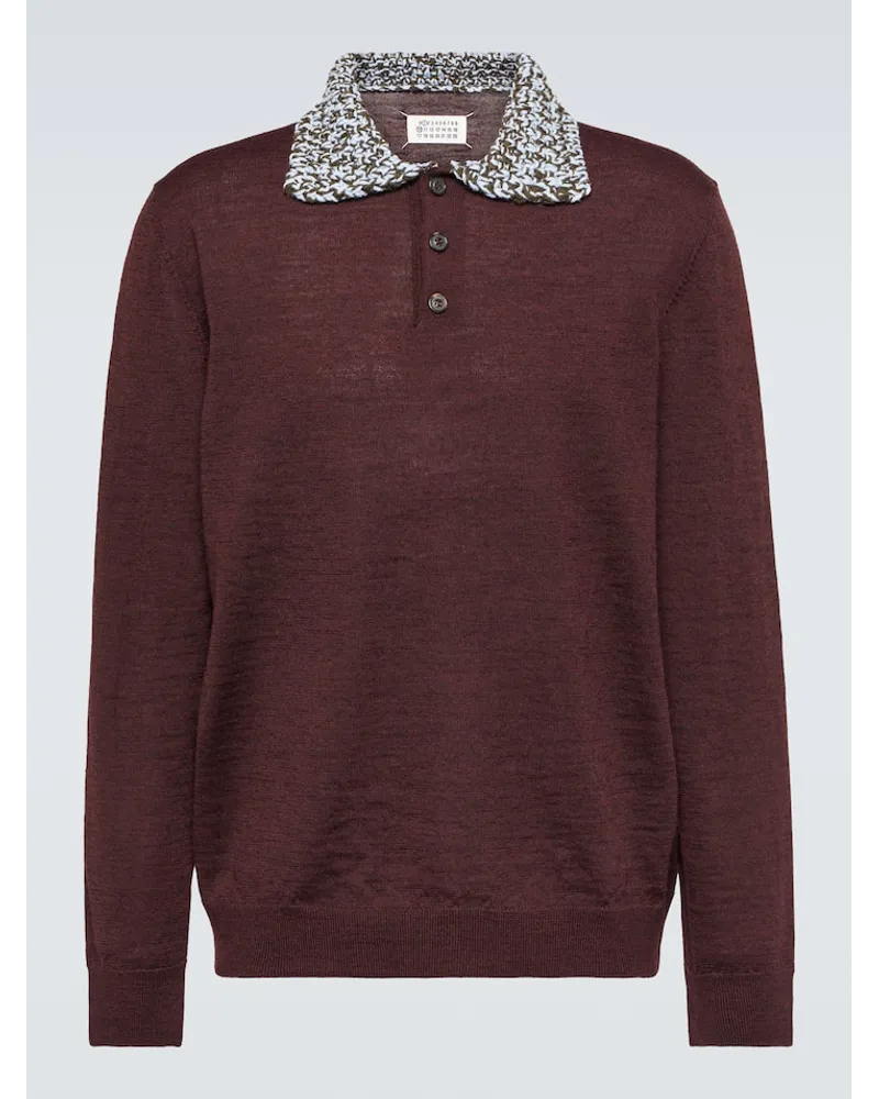Maison Margiela Polopullover aus Wolle Rot