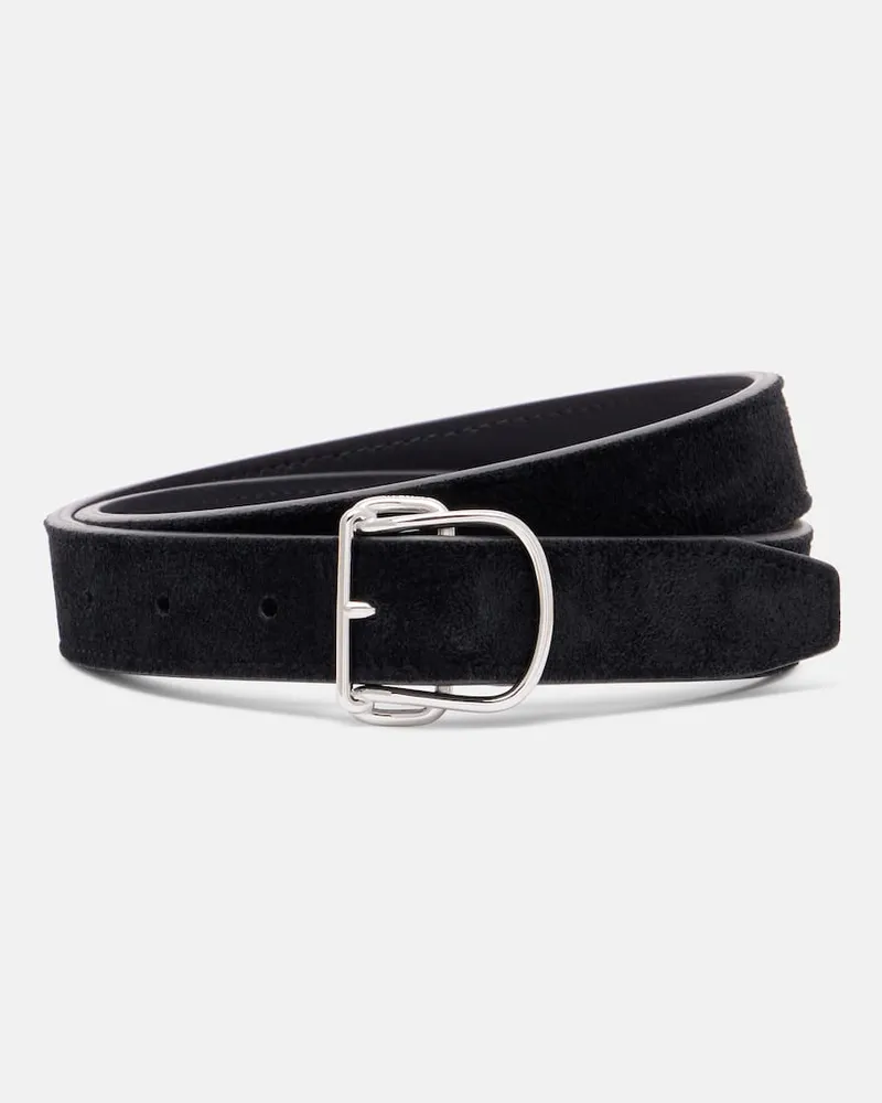 Totême Gürtel Swirl aus Veloursleder Schwarz