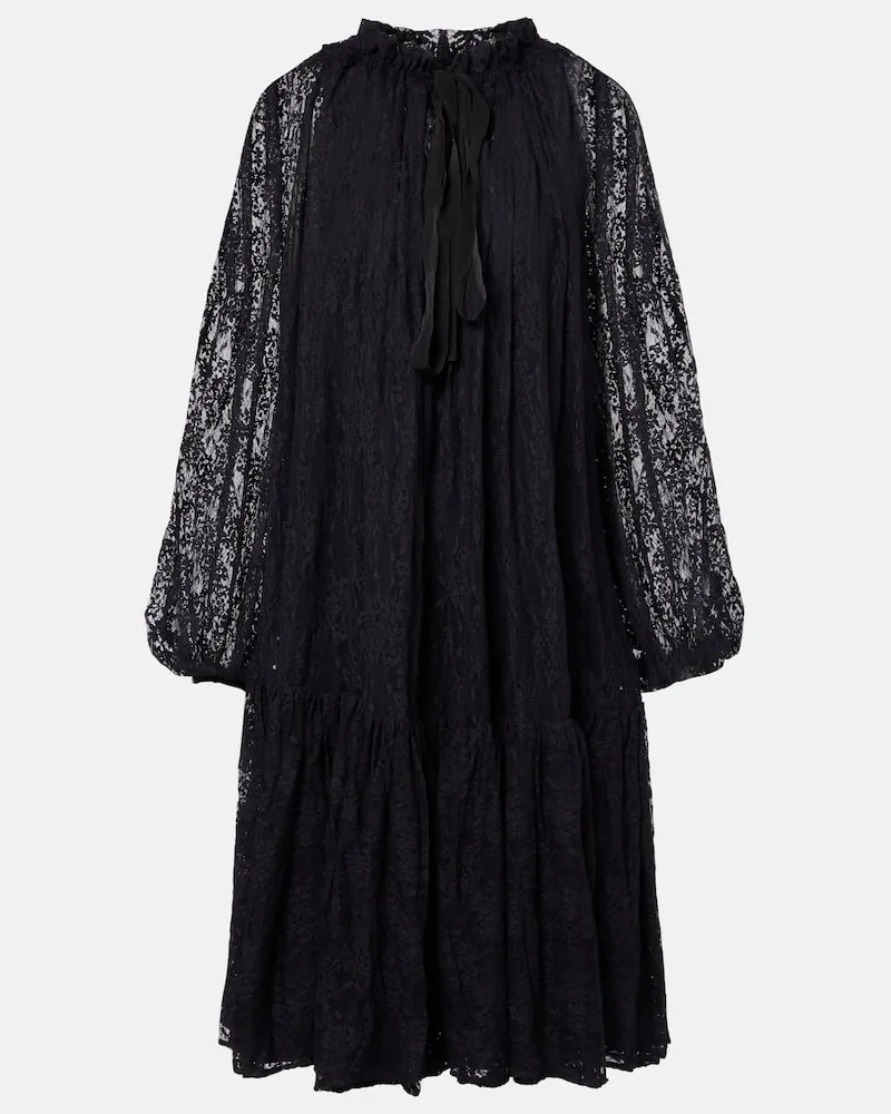 Patou Midikleid aus Spitze Schwarz