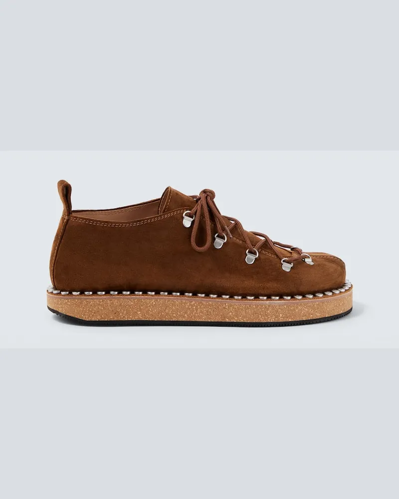 Loewe Verzierte Schnürschuhe Rivet aus Veloursleder Braun