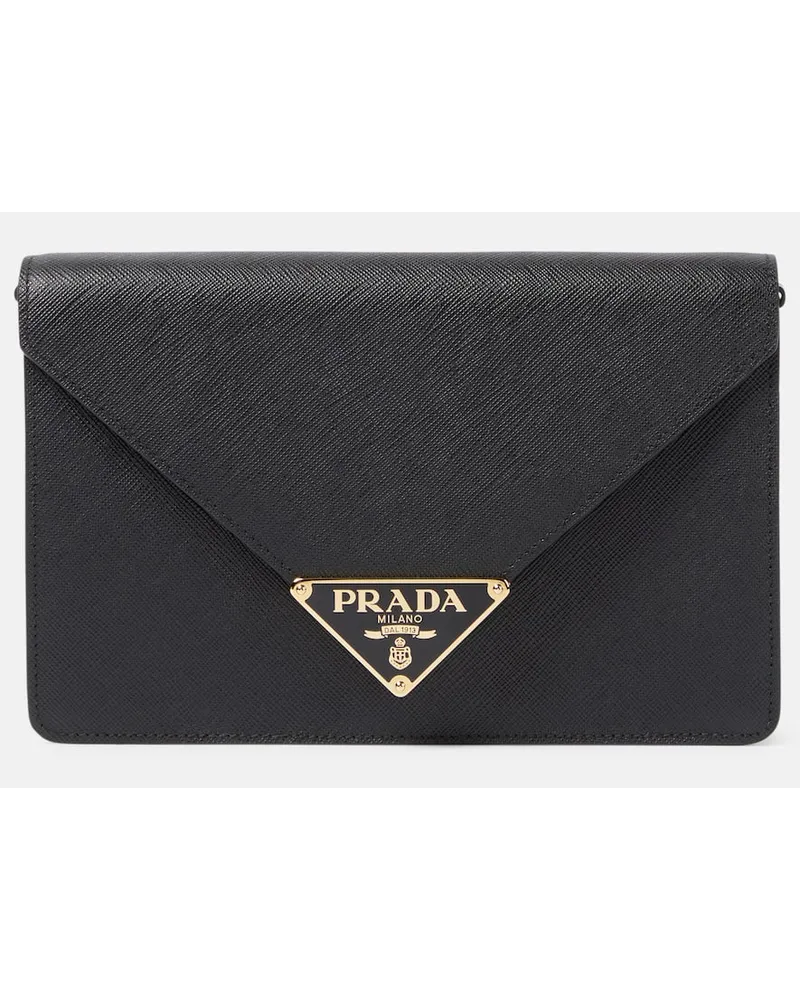 Prada Schultertasche Small aus Leder Schwarz