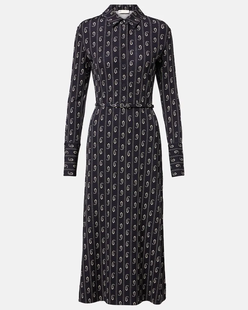 Tory Burch Bedrucktes Hemdblusenkleid Blau