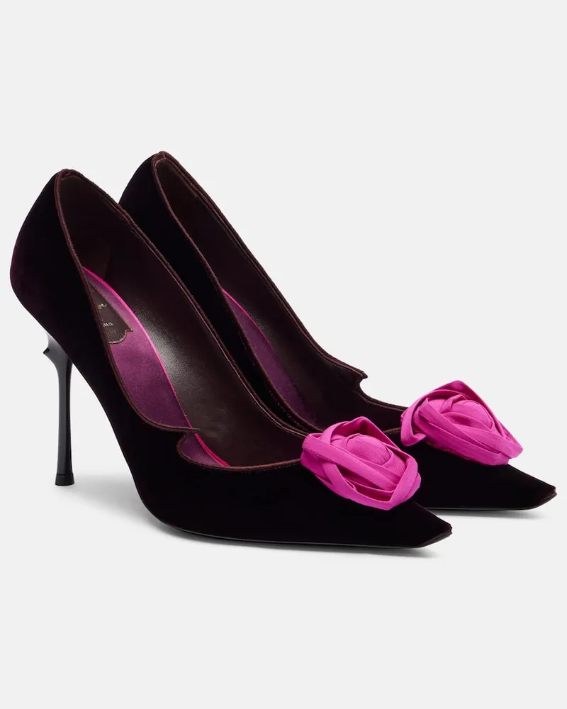 Roger Vivier Pumps Epine Rose 100 aus Samt Burgund