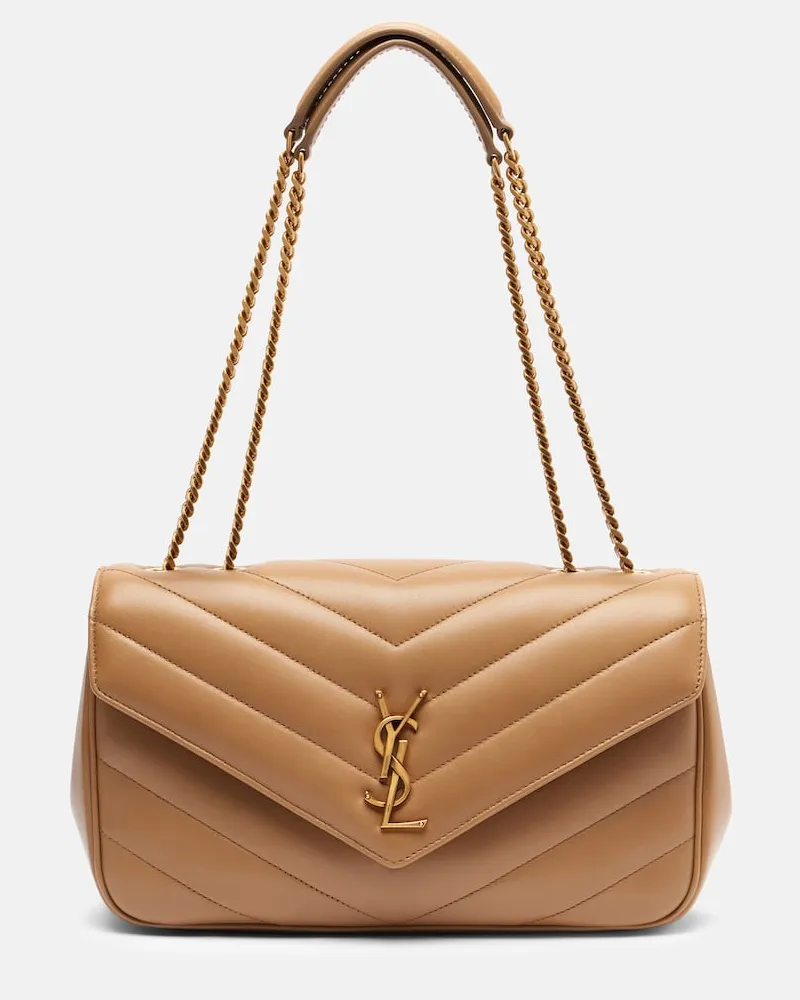 Saint Laurent Schultertasche Loulou Medium aus Leder Beige