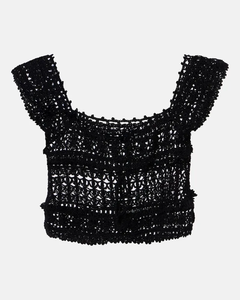 Anna Kosturova Cropped-Top aus Häkelstrick Schwarz