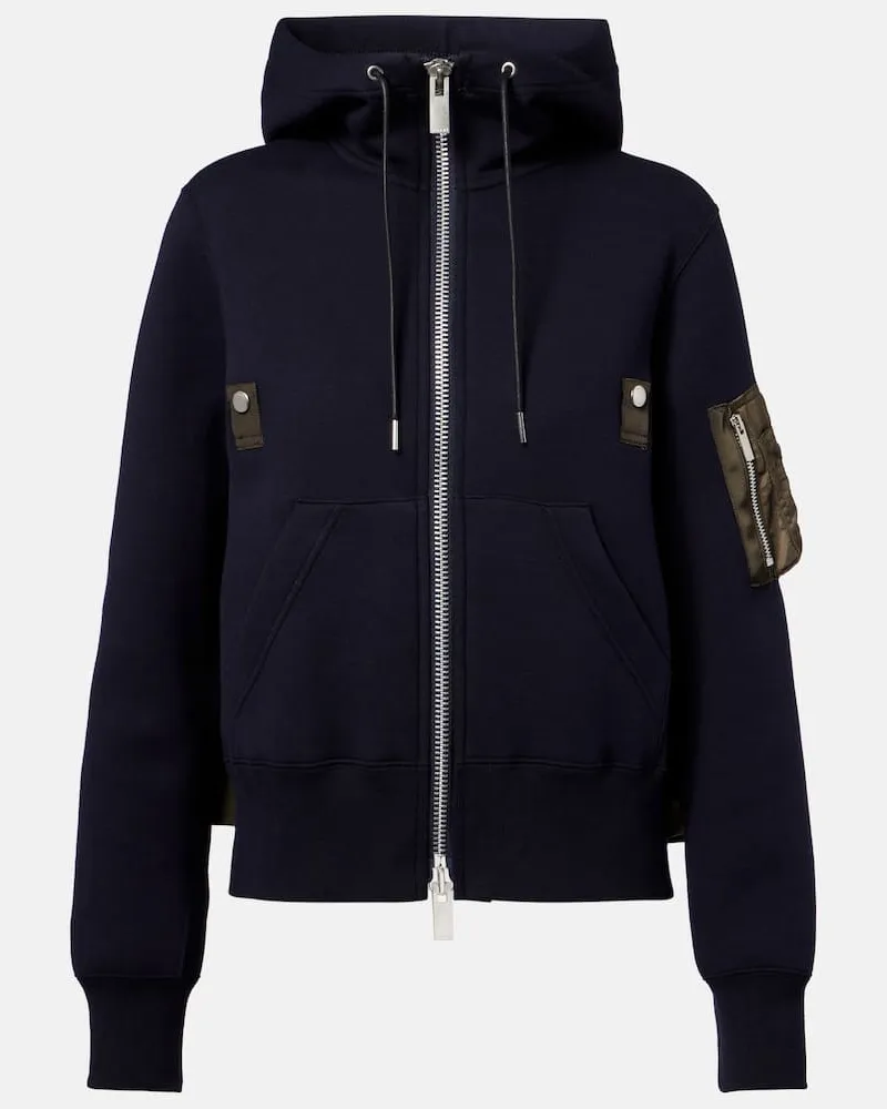 Sacai Kapuzenjacke aus einem Baumwollgemisch Blau