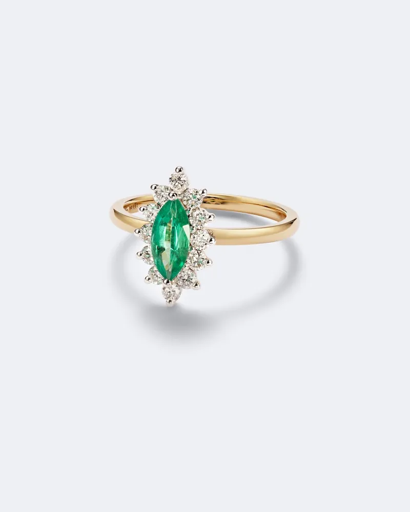 Yvonne Léon Yvonne Léon Ring Pompadour aus 18kt Gelbgold mit Diamanten und Smaragd Gold
