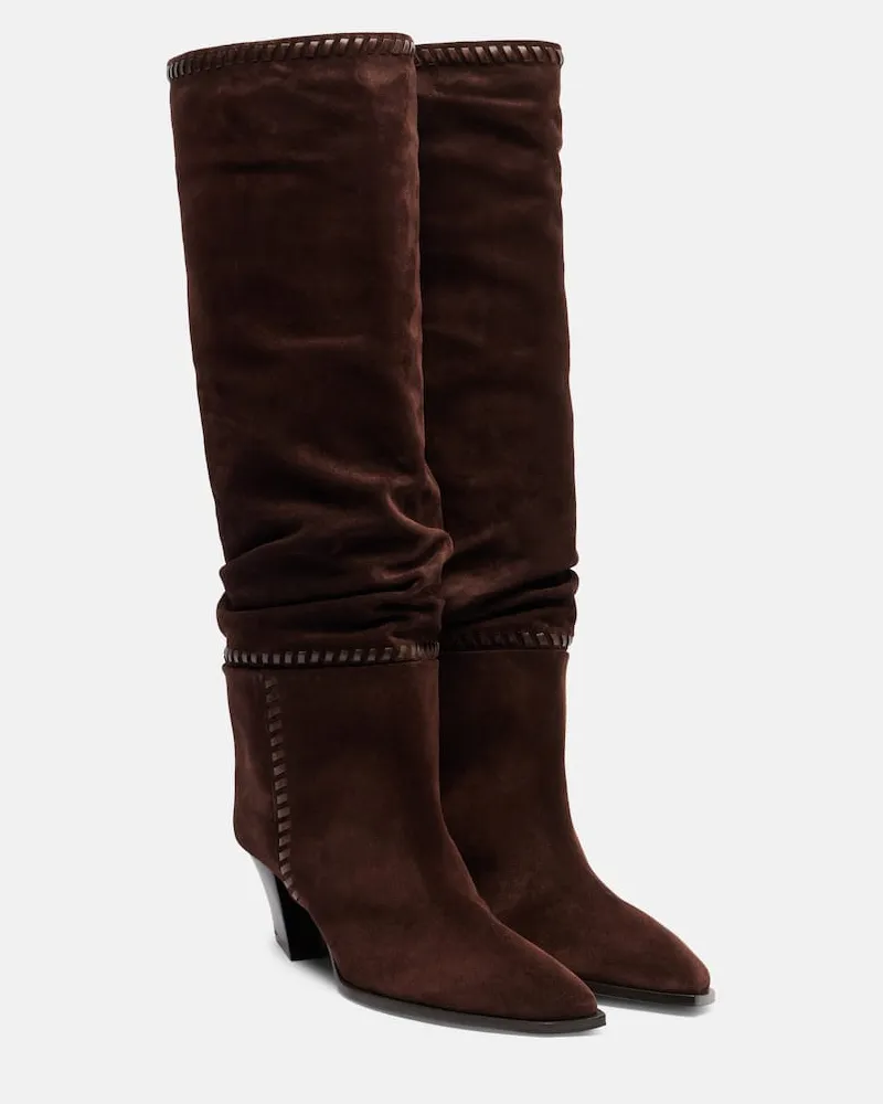 Jimmy Choo Stiefel Hart Stitch 60 aus Veloursleder Braun