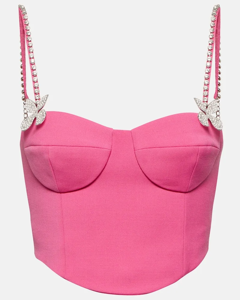 Area Verziertes Bustier-Top aus Wolle Rosa