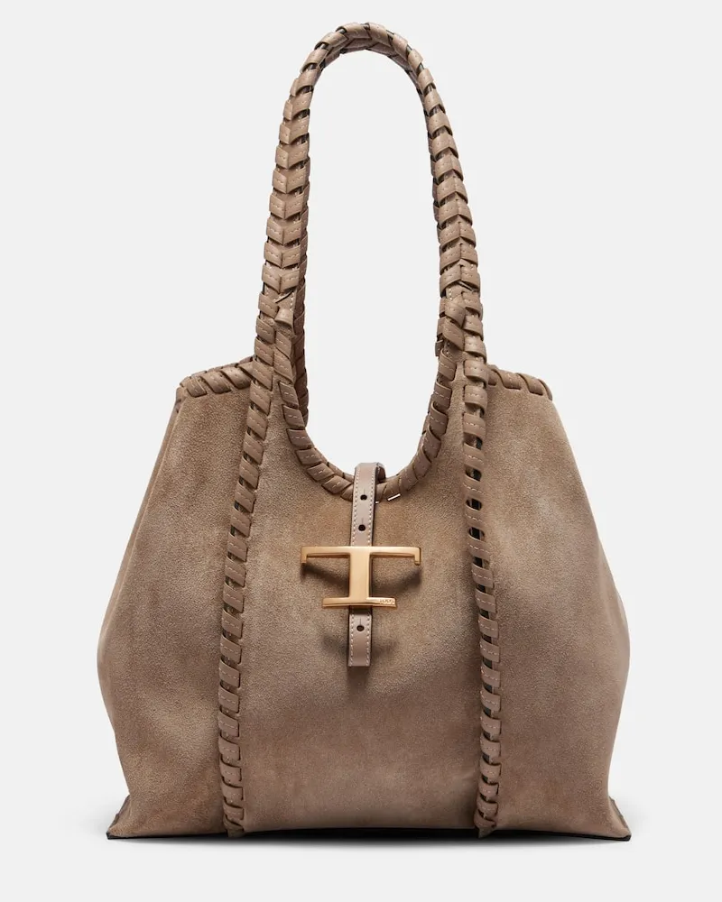 TOD'S Tote Bag Tsb Medium aus Veloursleder Beige