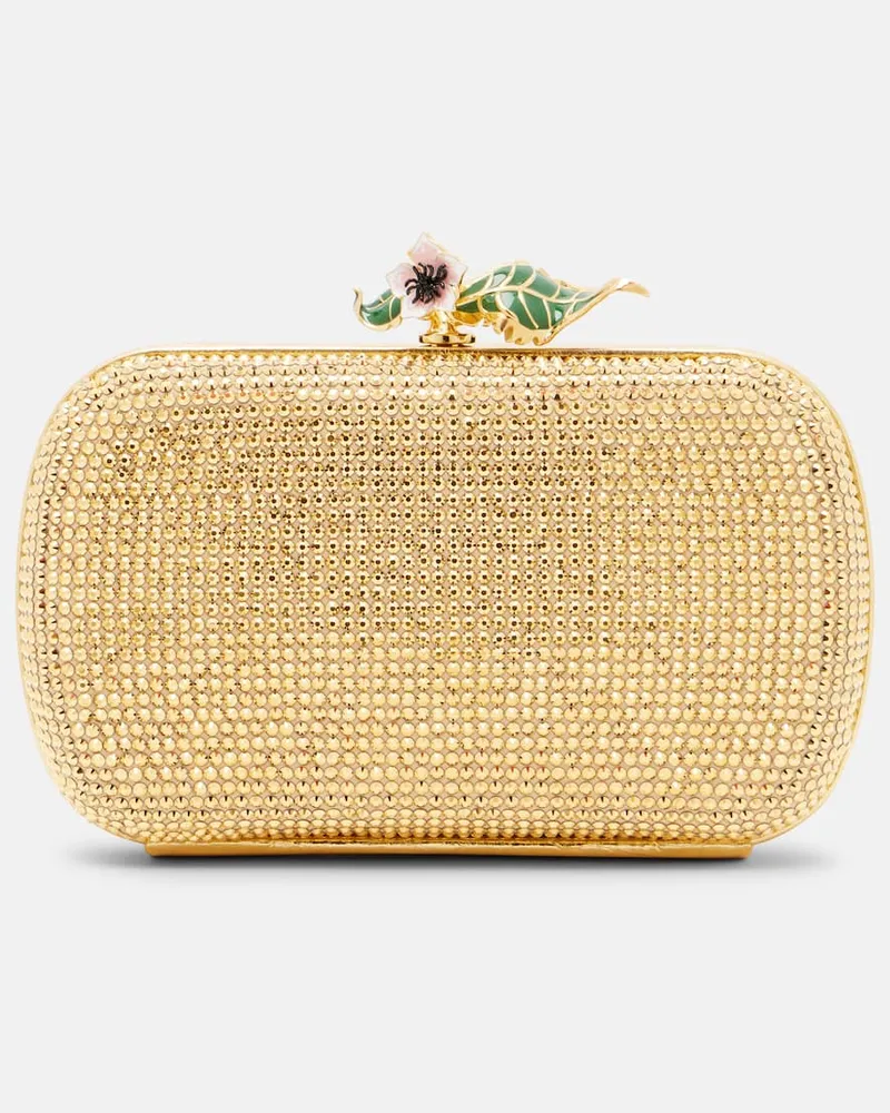 Bottega Veneta Verzierte Clutch Knot Mini aus Veloursleder Gold