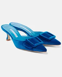 Manolo Blahnik Mules Maysale 50 aus Samt Blau