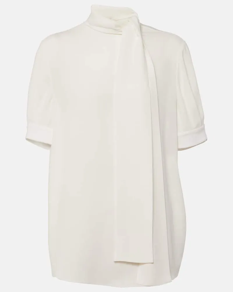 Valentino Garavani Top aus Seiden-Georgette Weiß