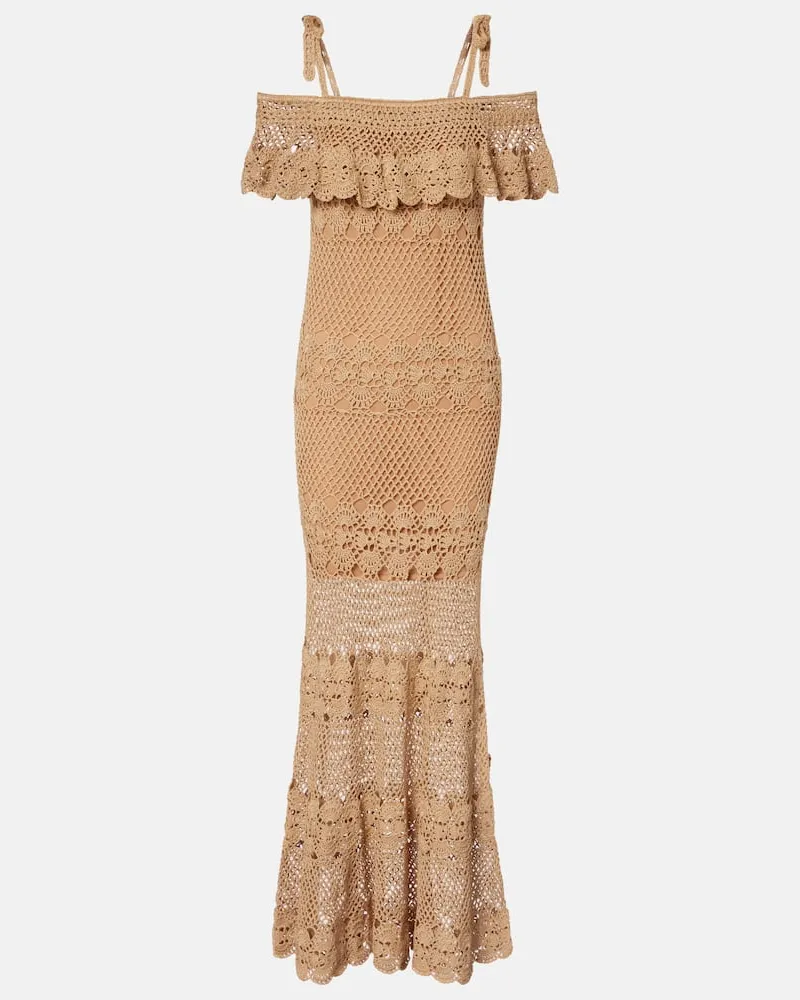 Anna Kosturova Maxikleid Marianne aus Häkelstrick Beige