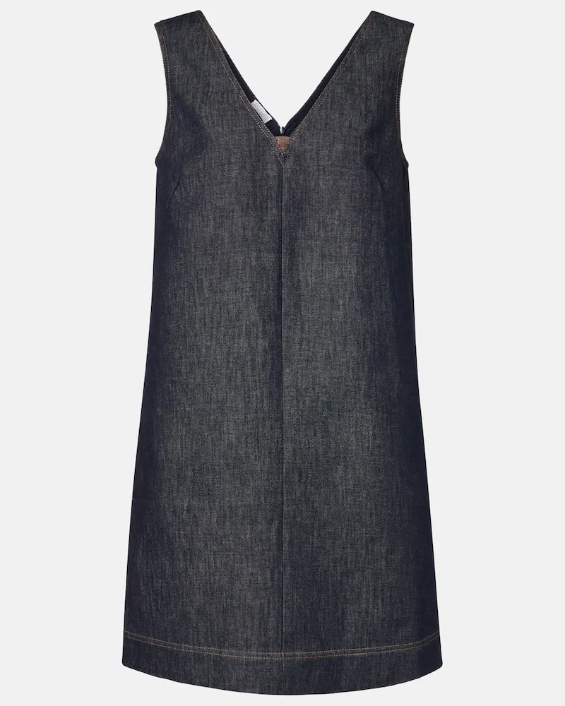 Brunello Cucinelli Minikleid Monili aus Baumwoll-Twill Blau