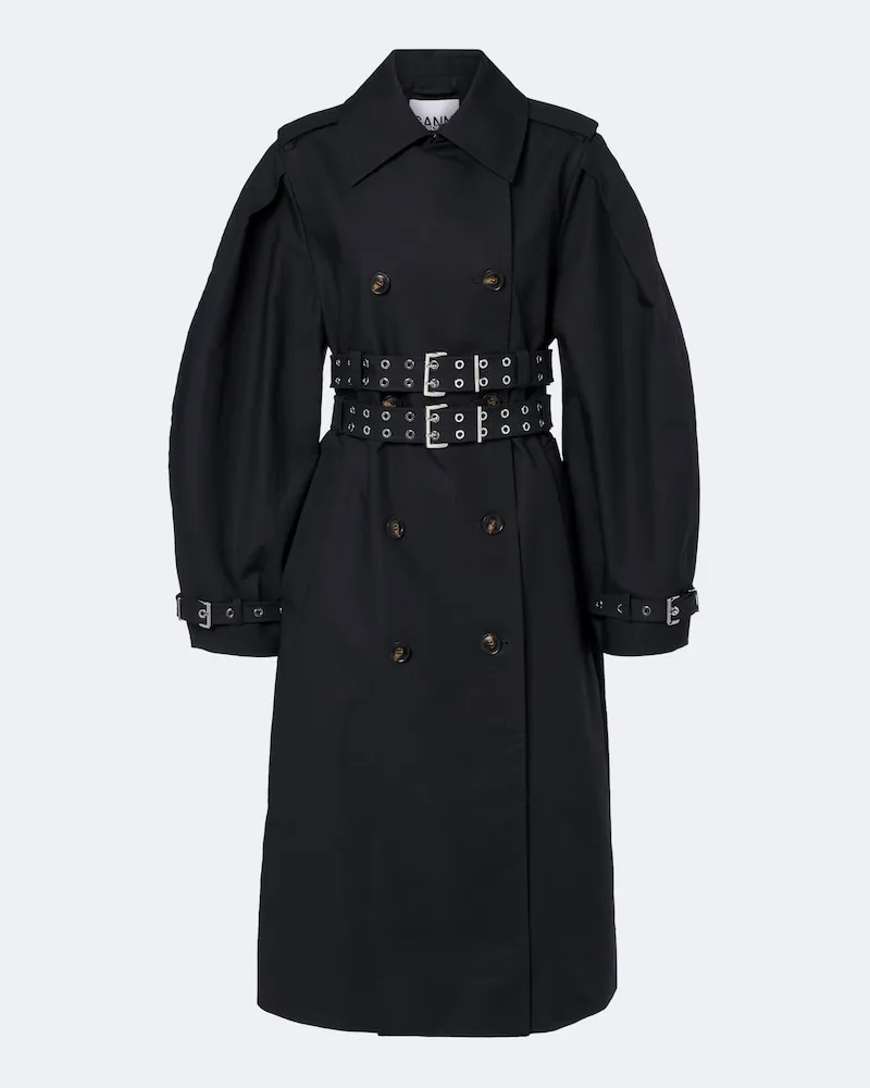 Ganni Trenchcoat aus Baumwolle Schwarz