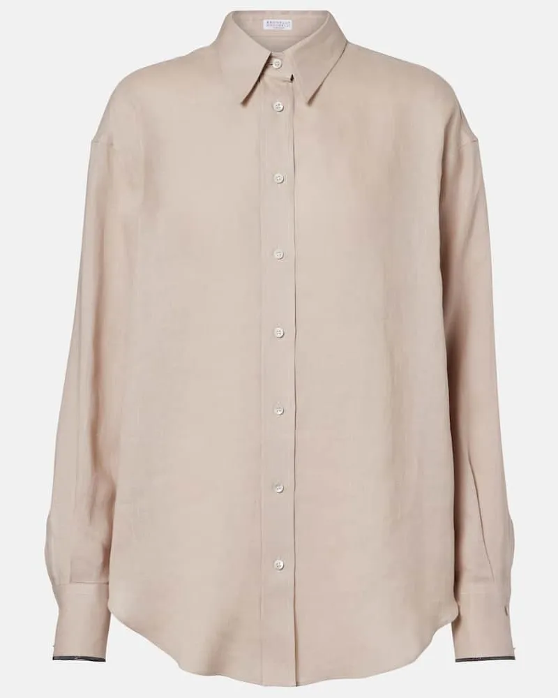 Brunello Cucinelli Top aus Leinen Weiß