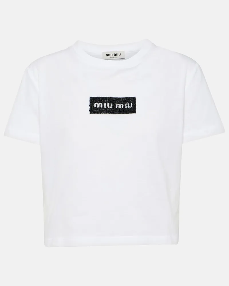 Miu Miu T-Shirt aus Baumwoll-Jersey Weiß