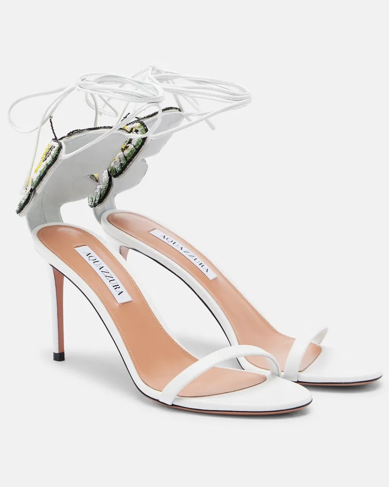 Aquazzura Sandalen Papillon D'Amour aus Metallic-Leder Weiß